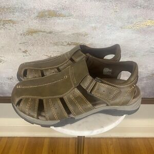 Earth Spirit Gelron Sandals Mens Size 11 Brown Fisherman Slip On Hook & Loop